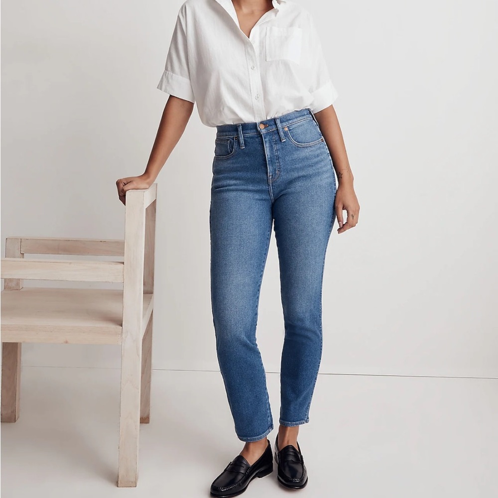 Madewell Curvy Stovepipe Jeans Leaside Wash TALL 32 EUC